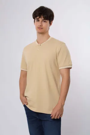 Men Polo Cotton Printed Regular Fit Navy