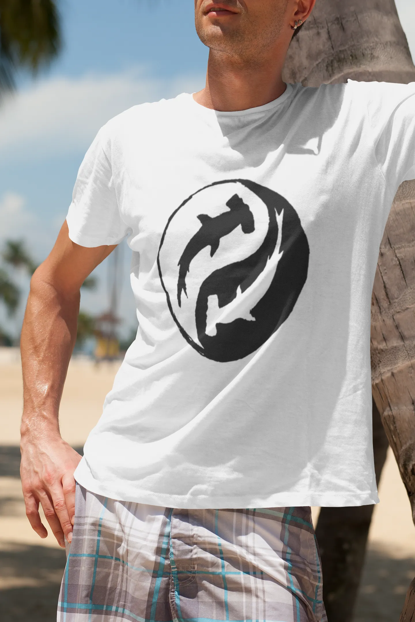 Men scuba diving T-Shirt | Hammerhead Shark Yin & Yang