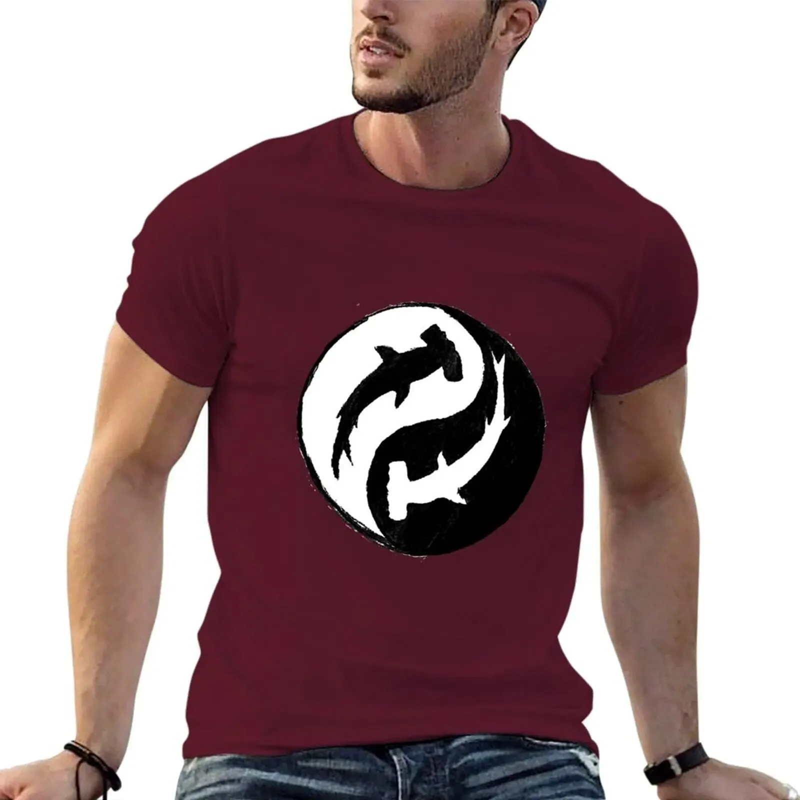 Men scuba diving T-Shirt | Hammerhead Shark Yin & Yang