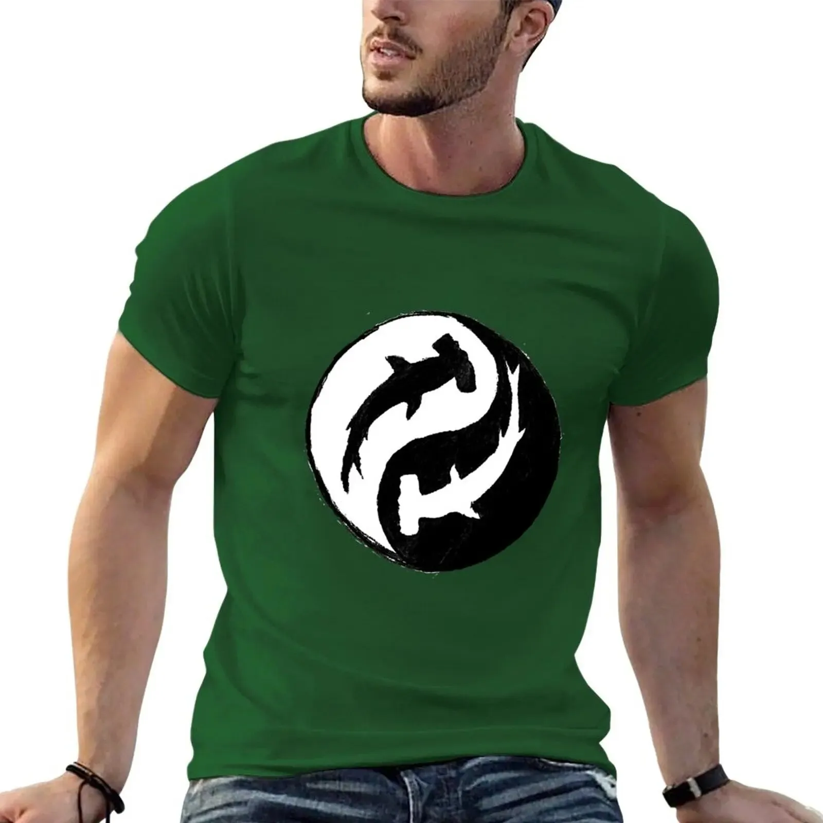 Men scuba diving T-Shirt | Hammerhead Shark Yin & Yang