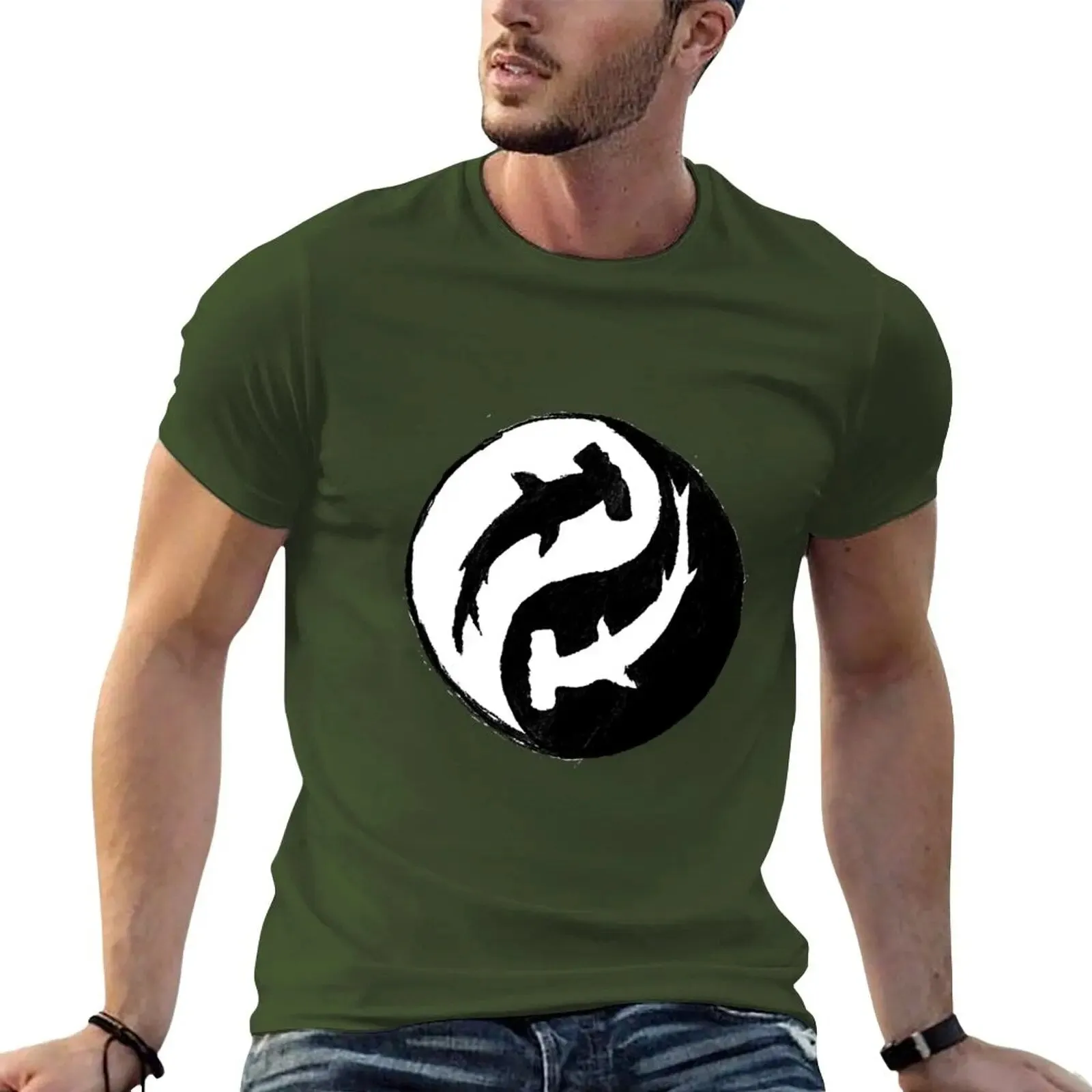 Men scuba diving T-Shirt | Hammerhead Shark Yin & Yang