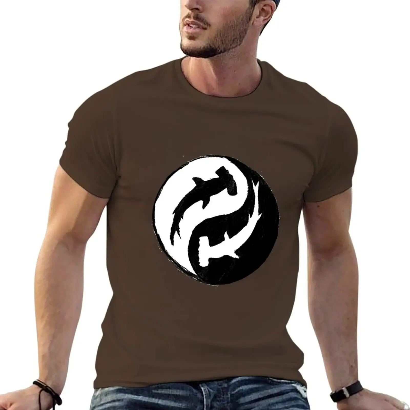 Men scuba diving T-Shirt | Hammerhead Shark Yin & Yang