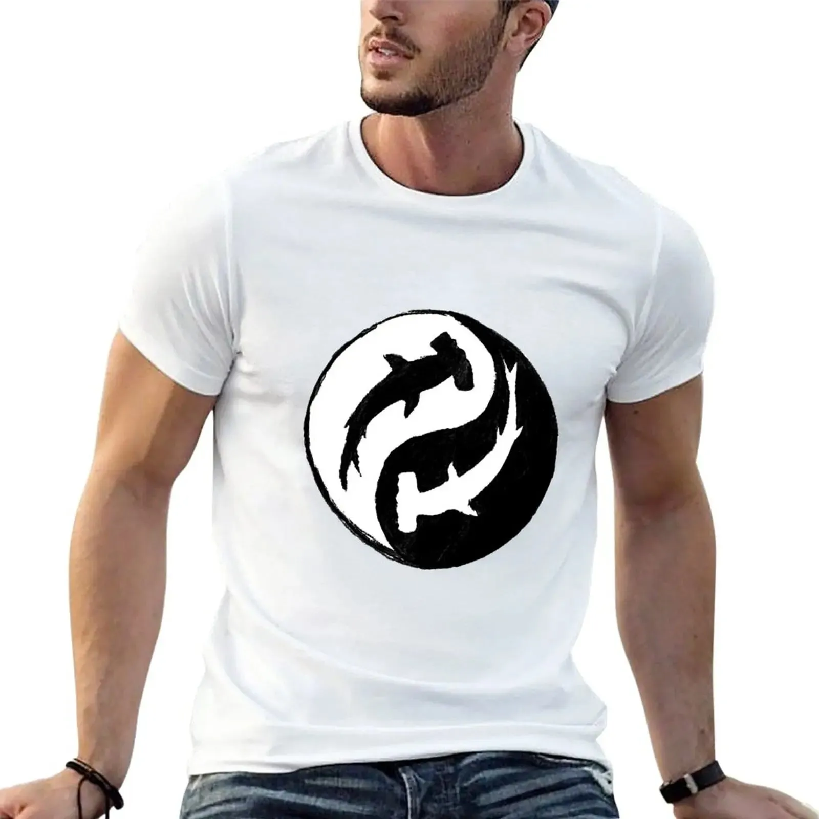 Men scuba diving T-Shirt | Hammerhead Shark Yin & Yang