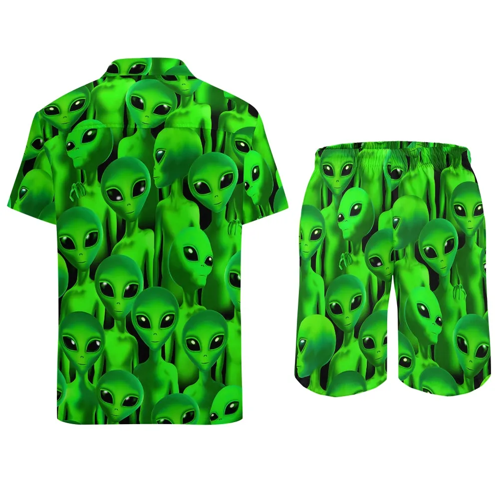 Men's Fluorescent Alien Print Print Two-Piece Suit 2403000650