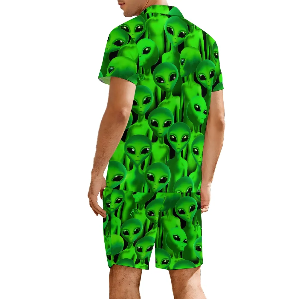 Men's Fluorescent Alien Print Print Two-Piece Suit 2403000650