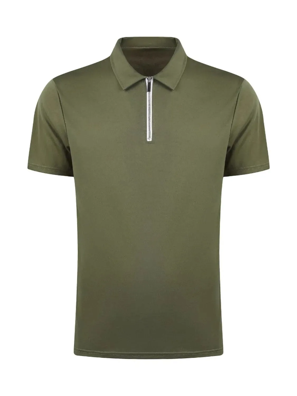 Men's Full Size Zip Collar Short Sleeve Polo Plus Size