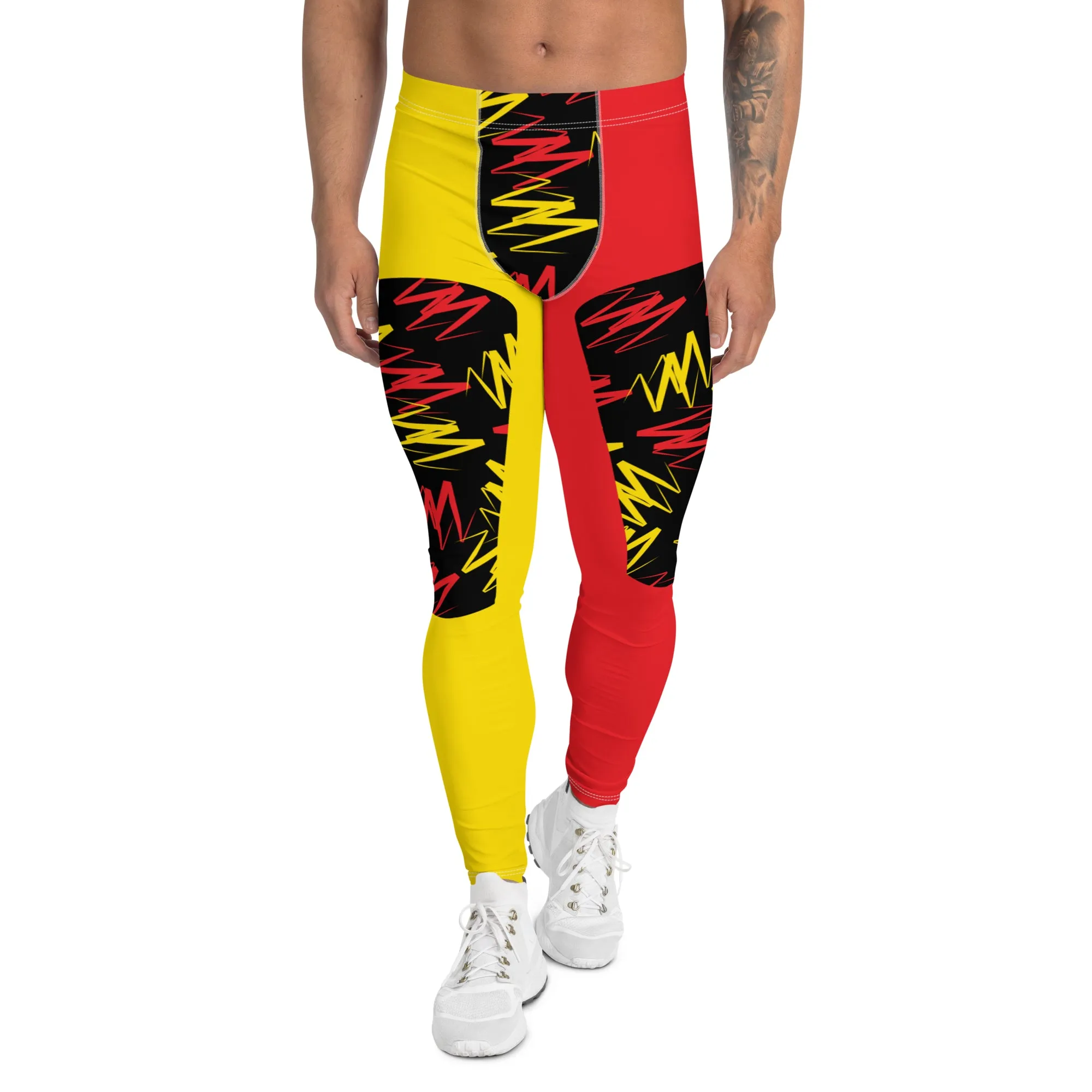 Mens Leggings, Zigzags Color Block Insets