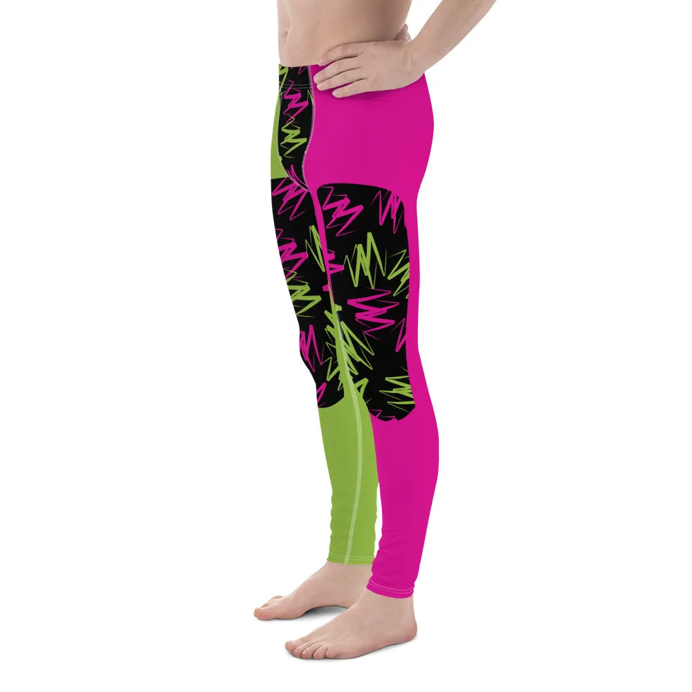 Mens Leggings, Zigzags Color Block Insets
