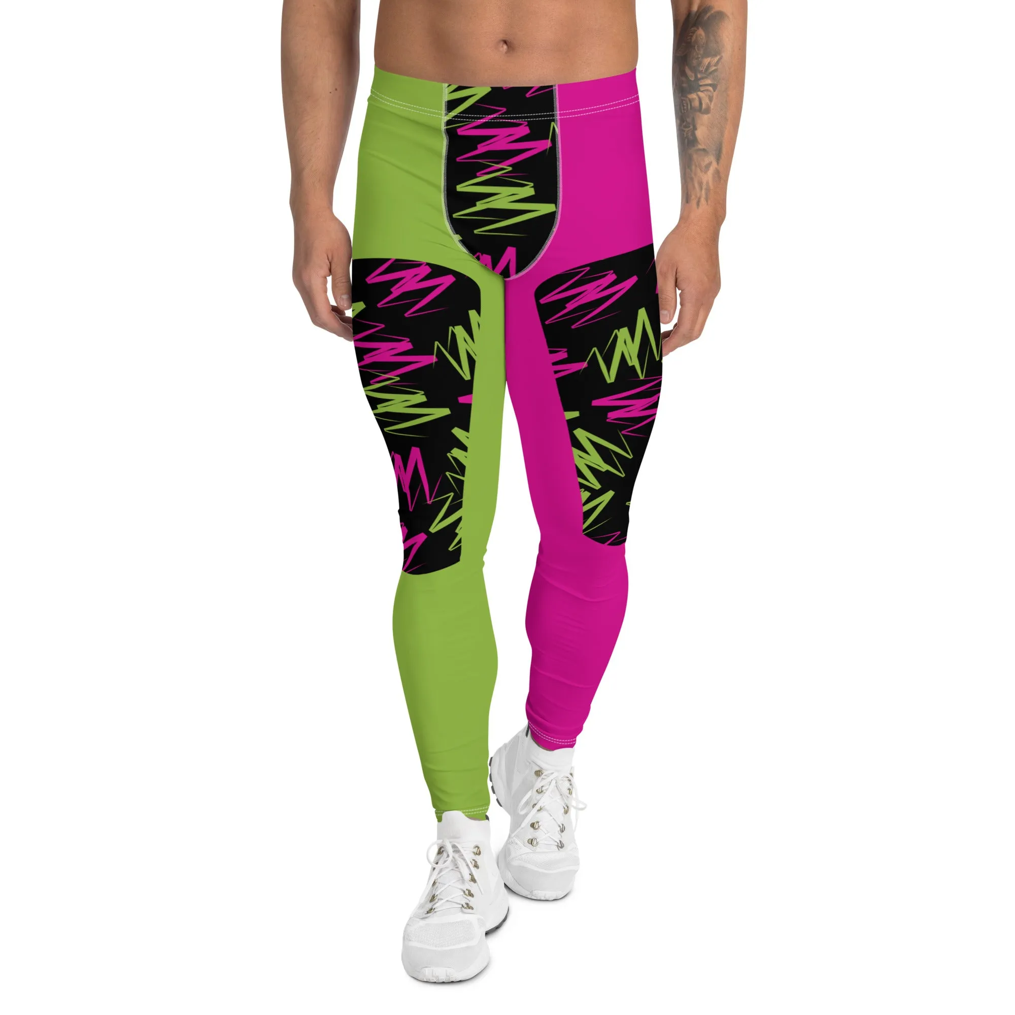 Mens Leggings, Zigzags Color Block Insets