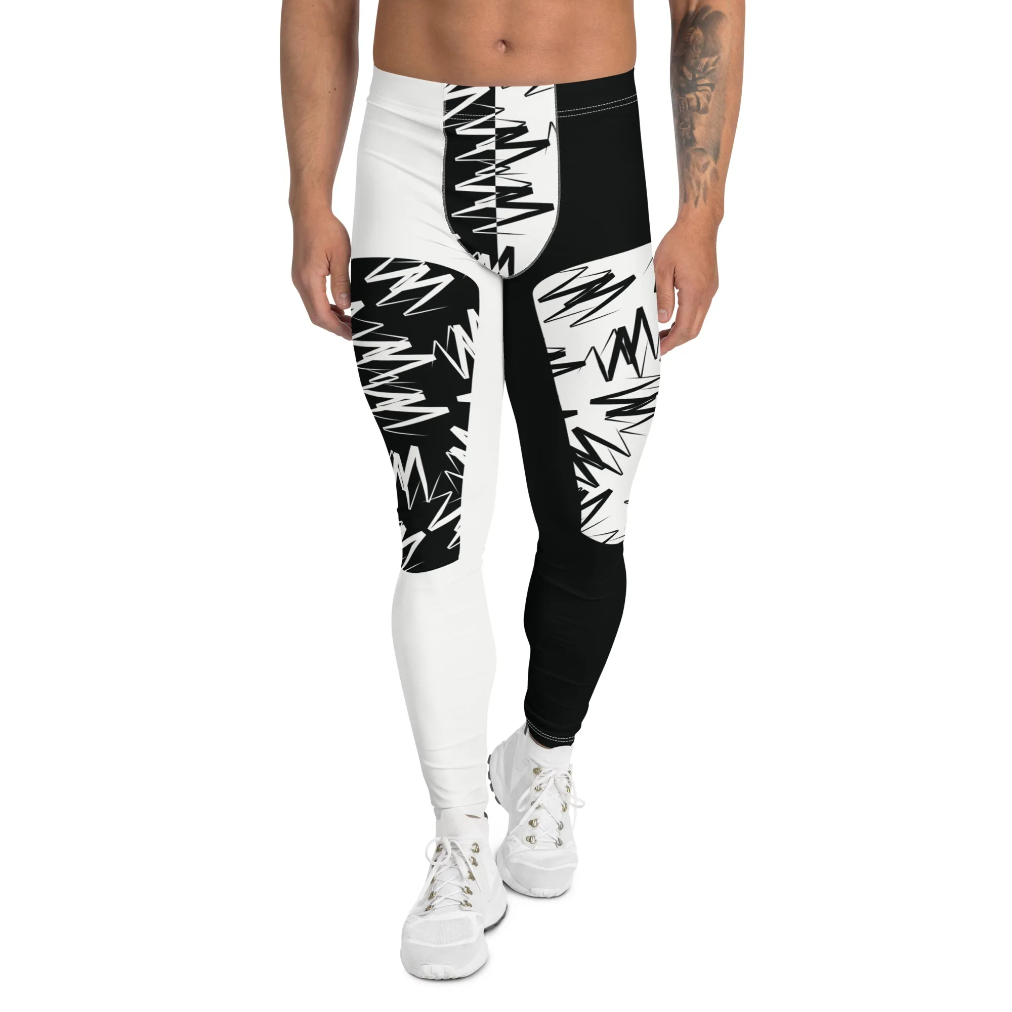 Mens Leggings, Zigzags Color Block Insets