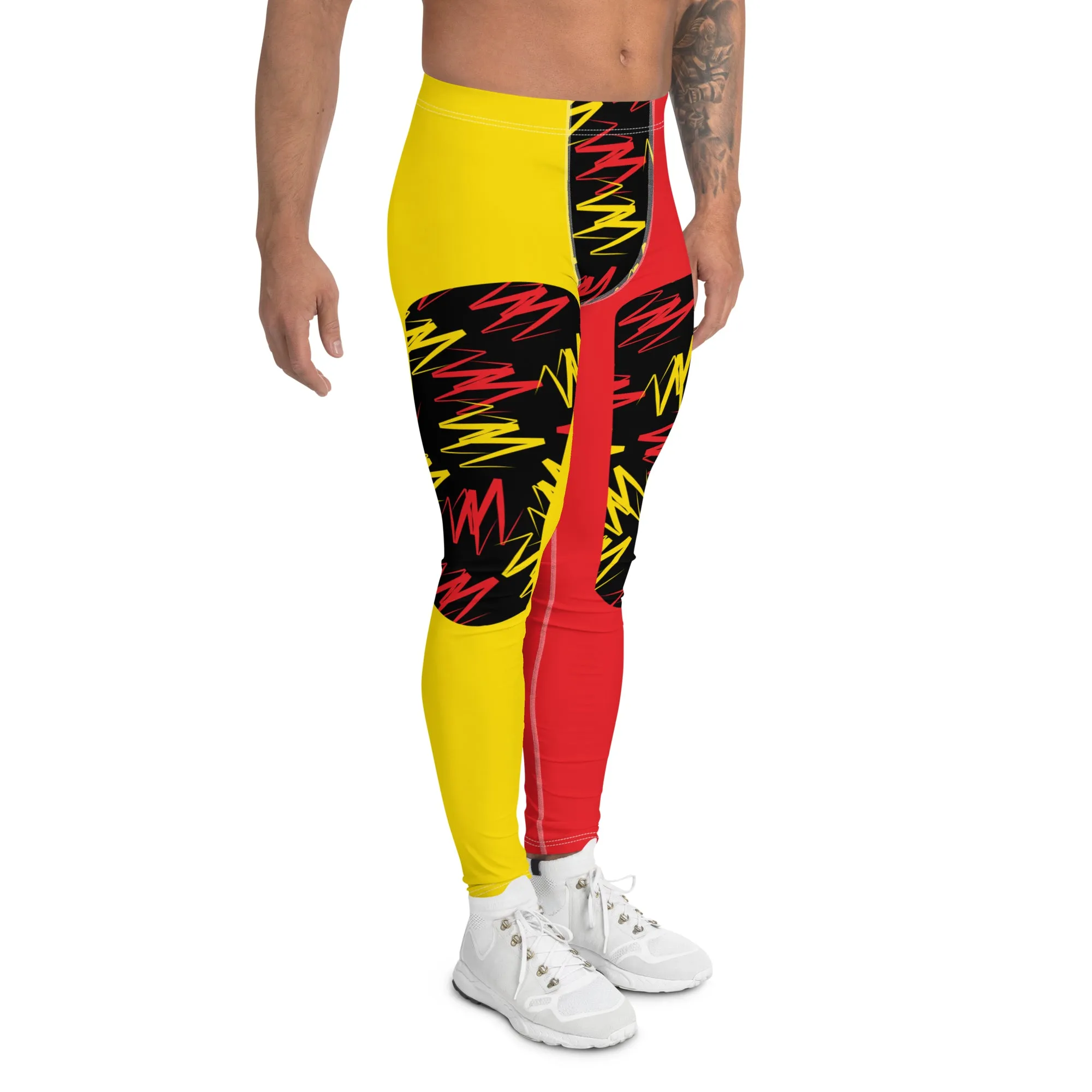 Mens Leggings, Zigzags Color Block Insets