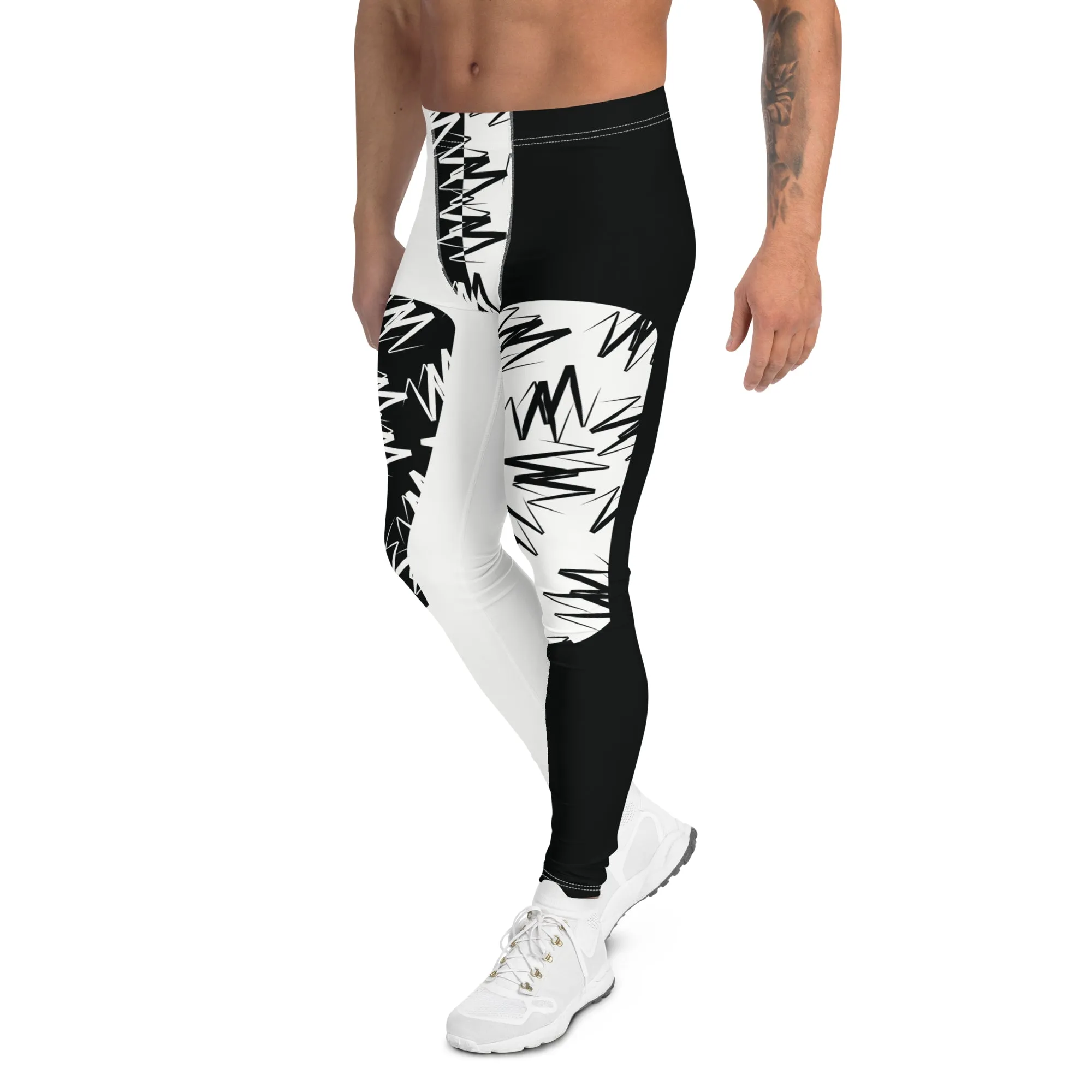 Mens Leggings, Zigzags Color Block Insets