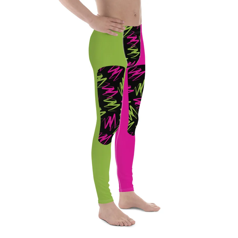 Mens Leggings, Zigzags Color Block Insets