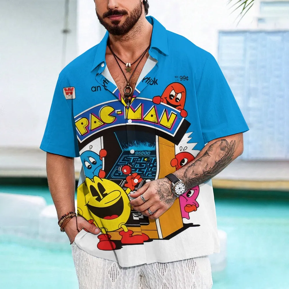 Men's Retro 80s Game Print Short Sleeve Shirt 2501003898