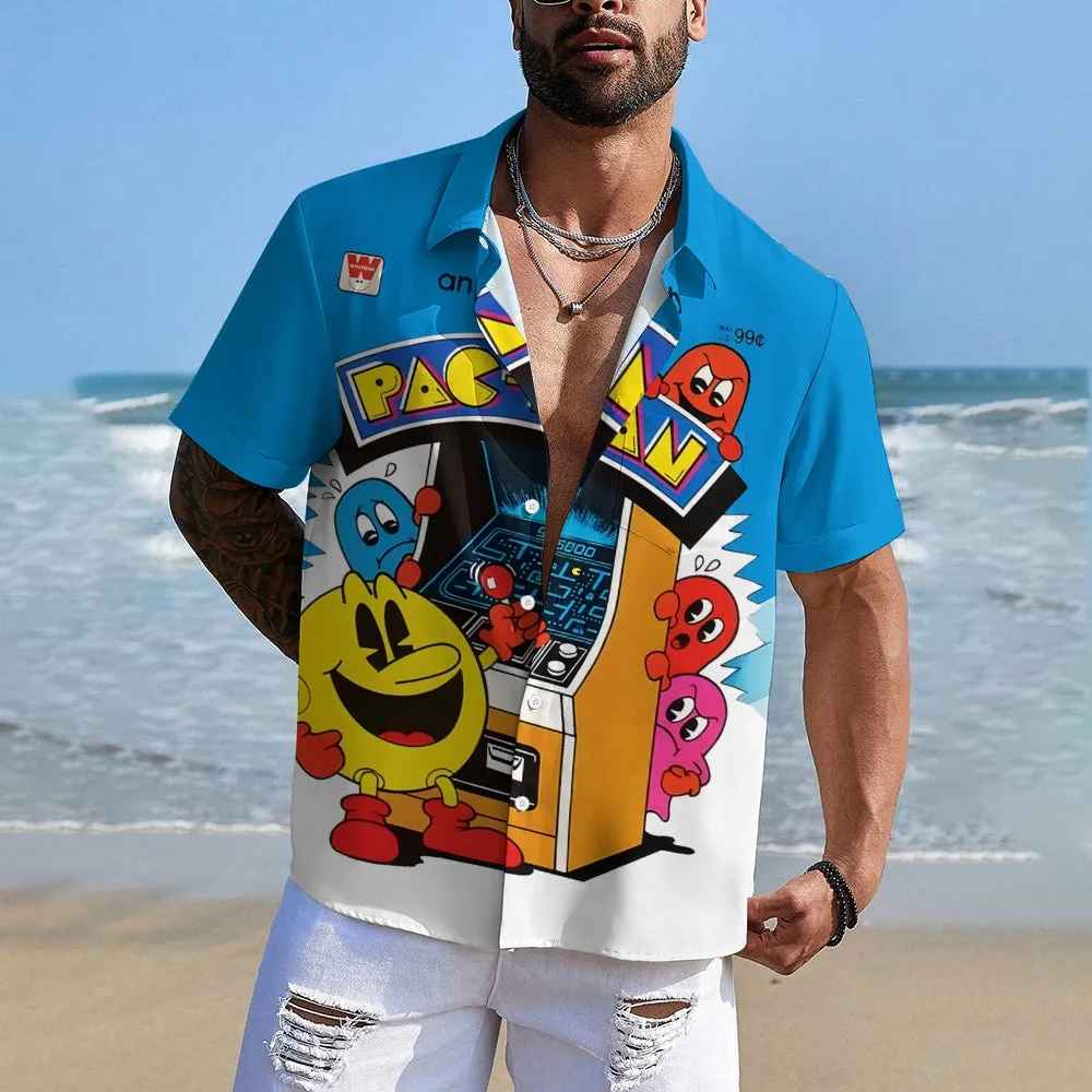 Men's Retro 80s Game Print Short Sleeve Shirt 2501003898