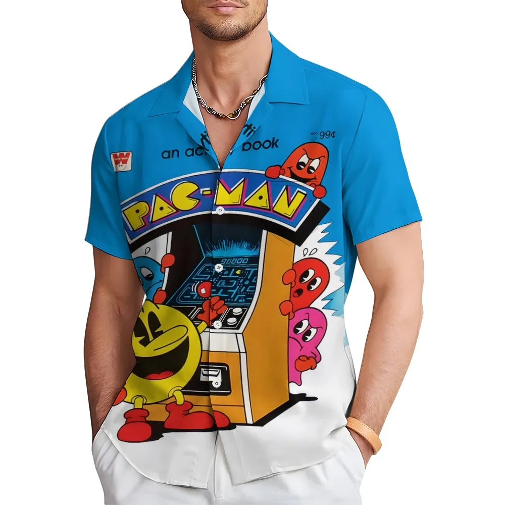 Men's Retro 80s Game Print Short Sleeve Shirt 2501003898