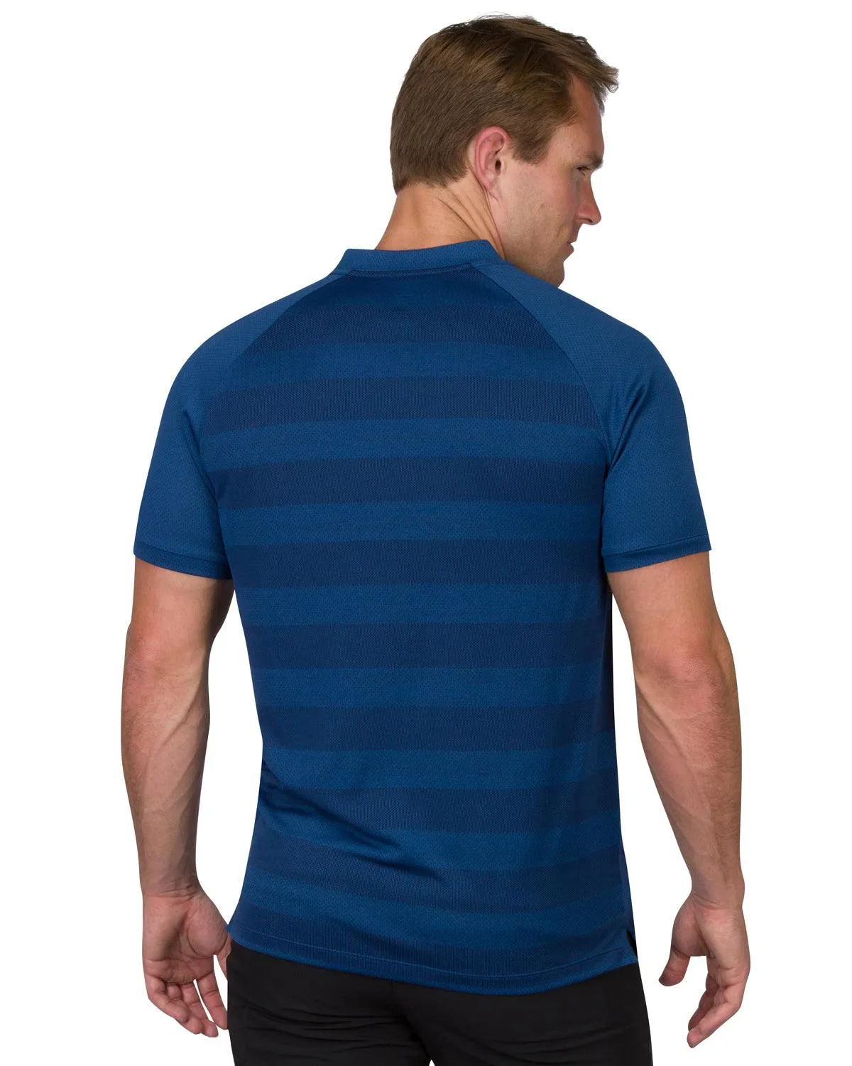 Men's Thick Striped Collarless Golf Polos