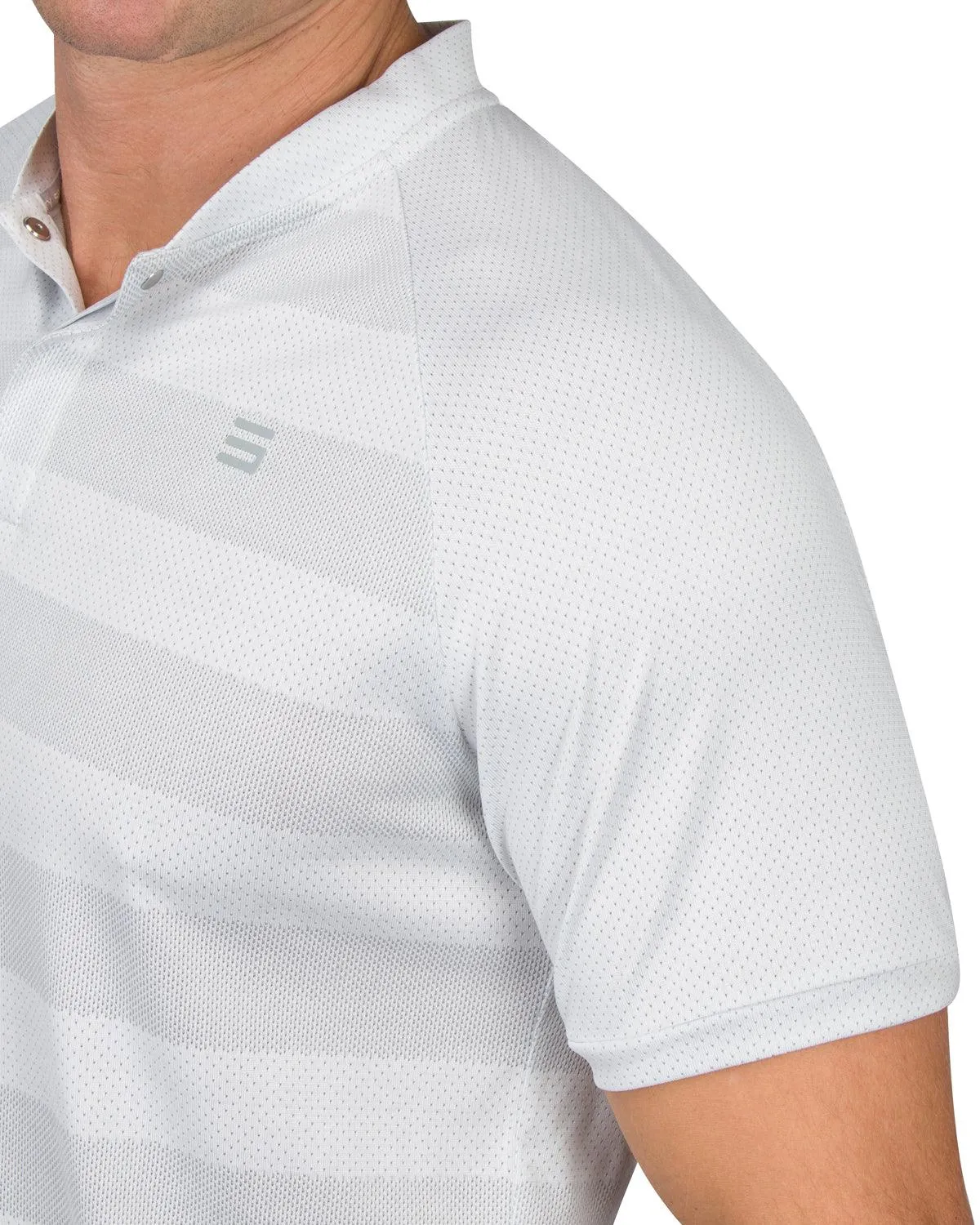 Men's Thick Striped Collarless Golf Polos