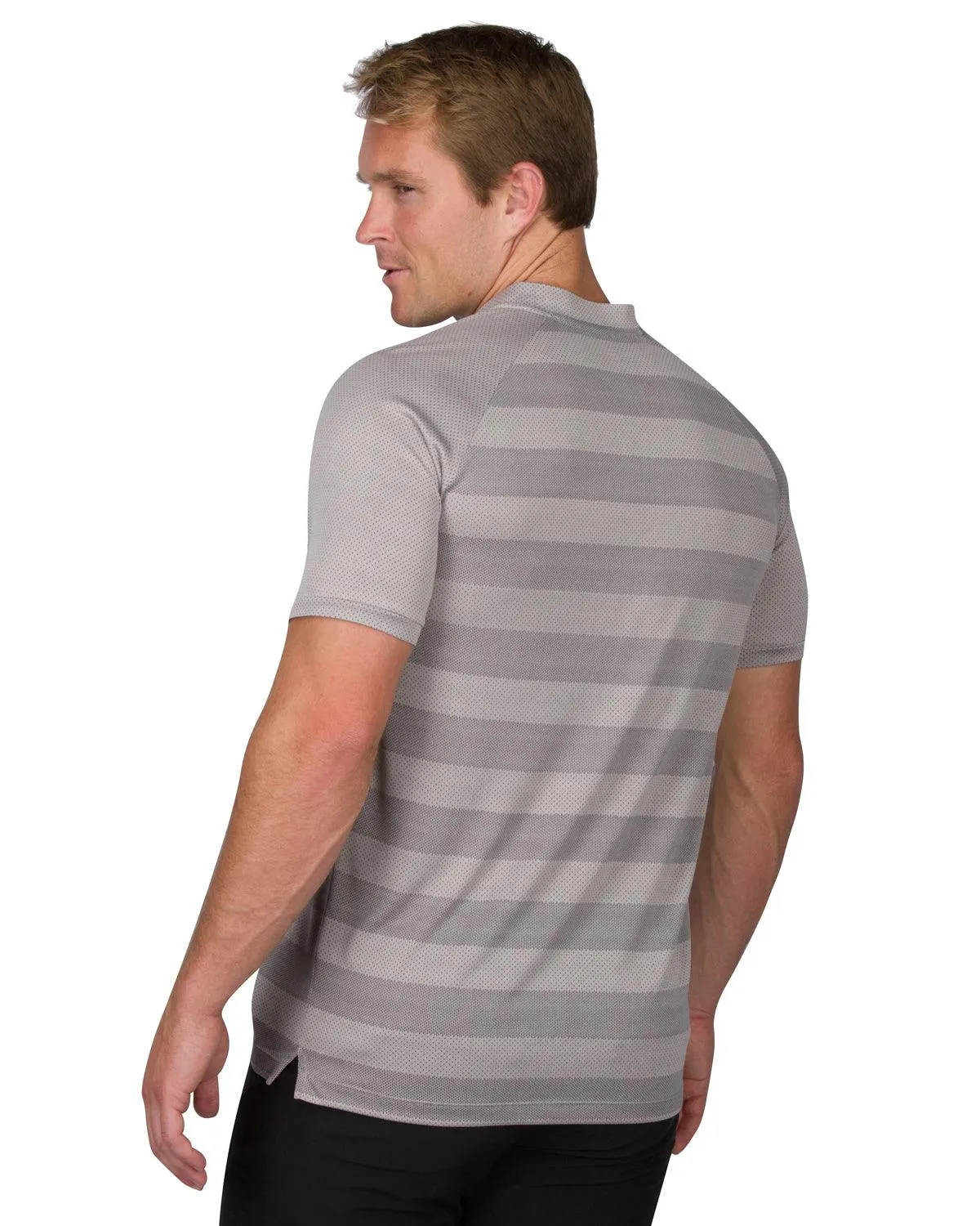 Men's Thick Striped Collarless Golf Polos