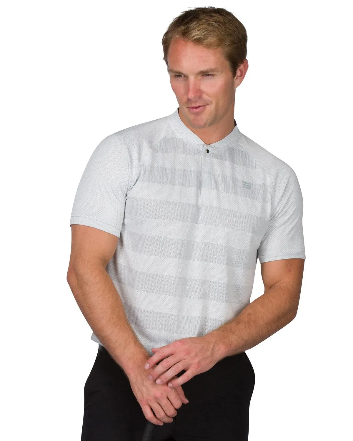 Men's Thick Striped Collarless Golf Polos