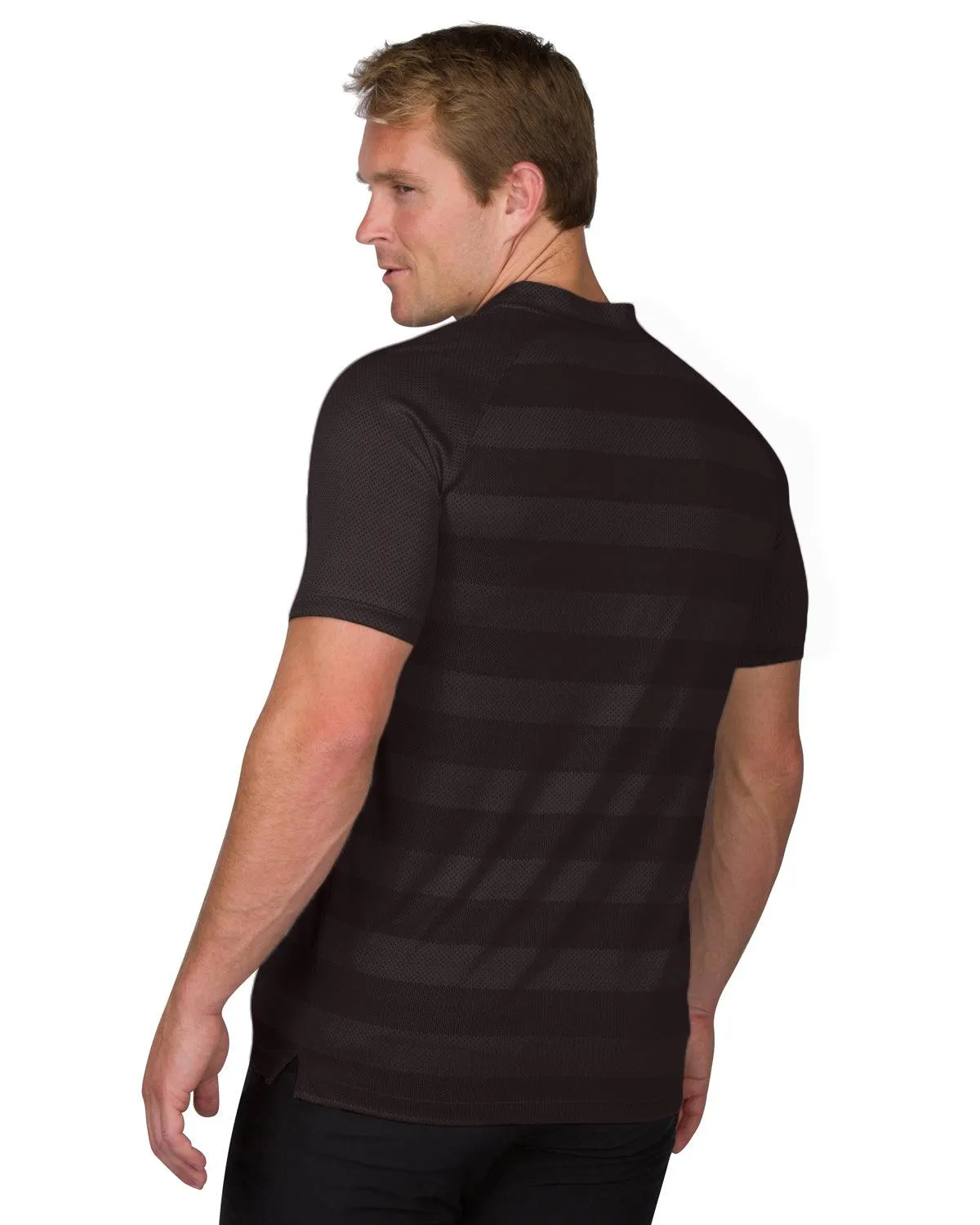Men's Thick Striped Collarless Golf Polos