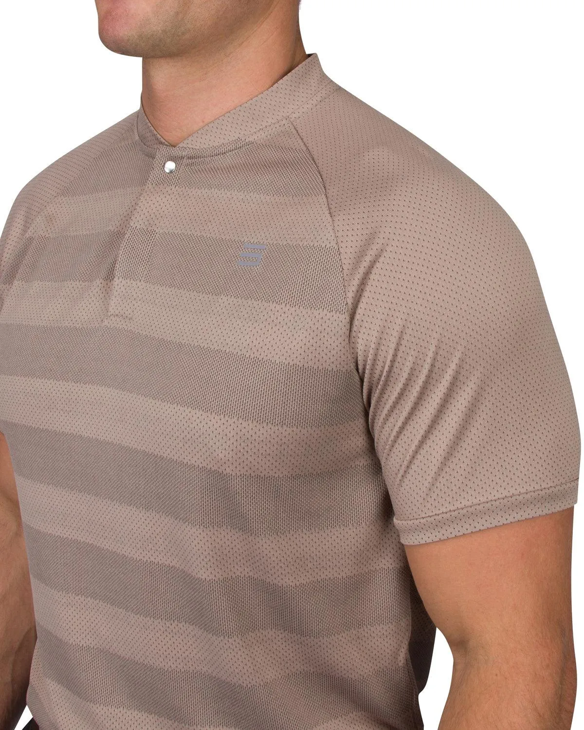 Men's Thick Striped Collarless Golf Polos