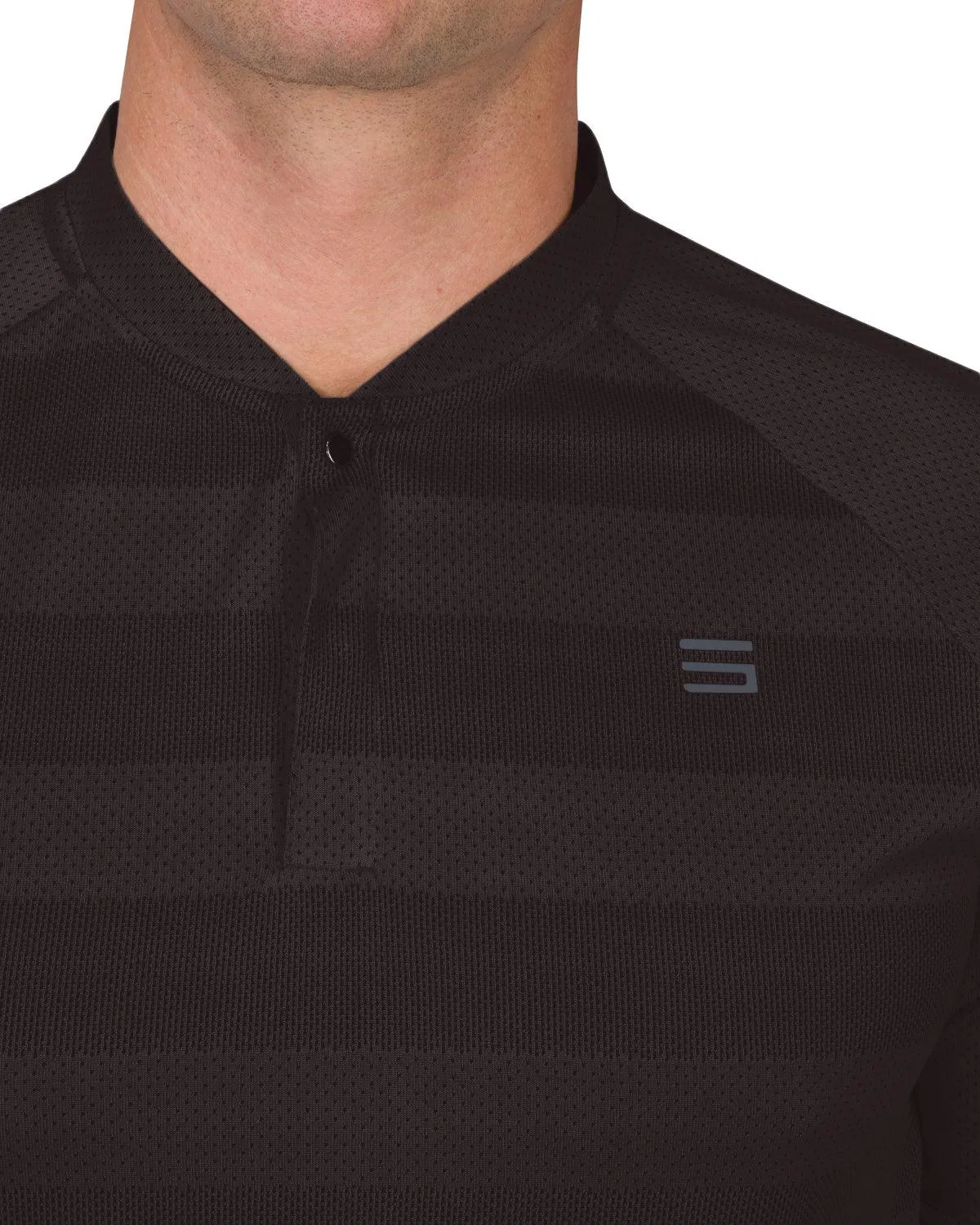 Men's Thick Striped Collarless Golf Polos