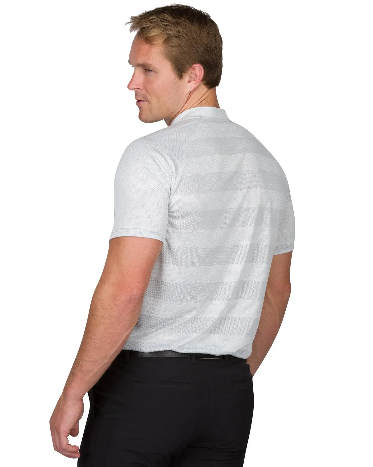 Men's Thick Striped Collarless Golf Polos