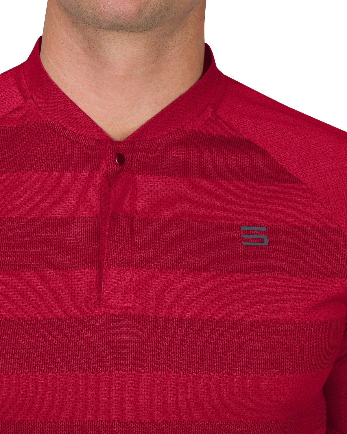 Men's Thick Striped Collarless Golf Polos