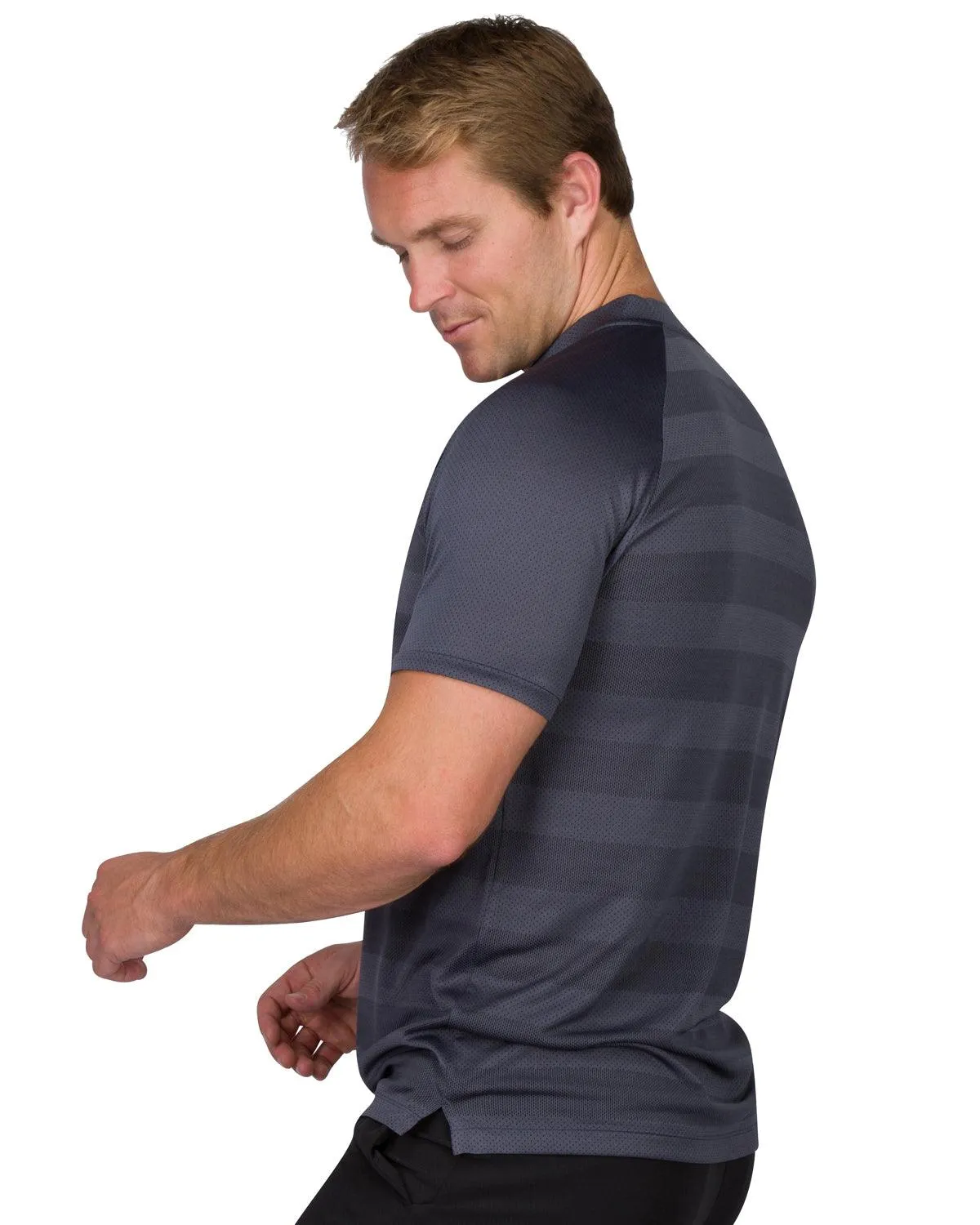 Men's Thick Striped Collarless Golf Polos