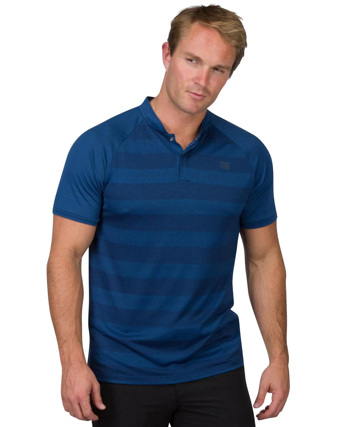Men's Thick Striped Collarless Golf Polos