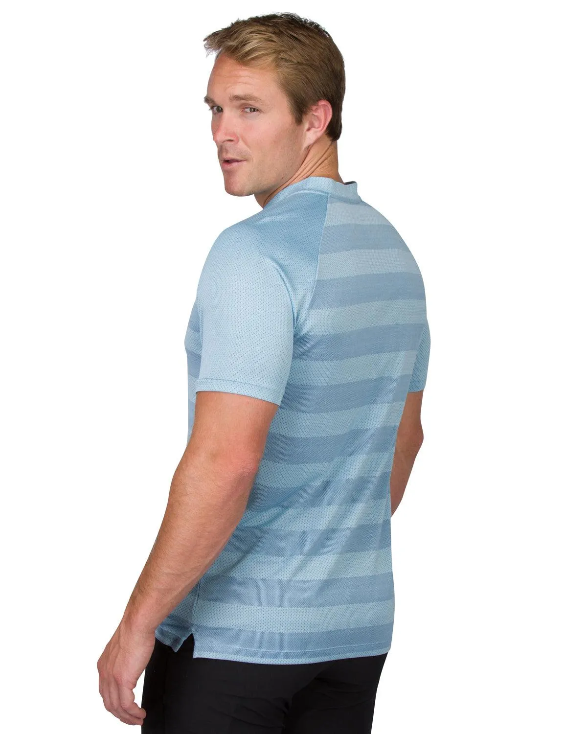 Men's Thick Striped Collarless Golf Polos