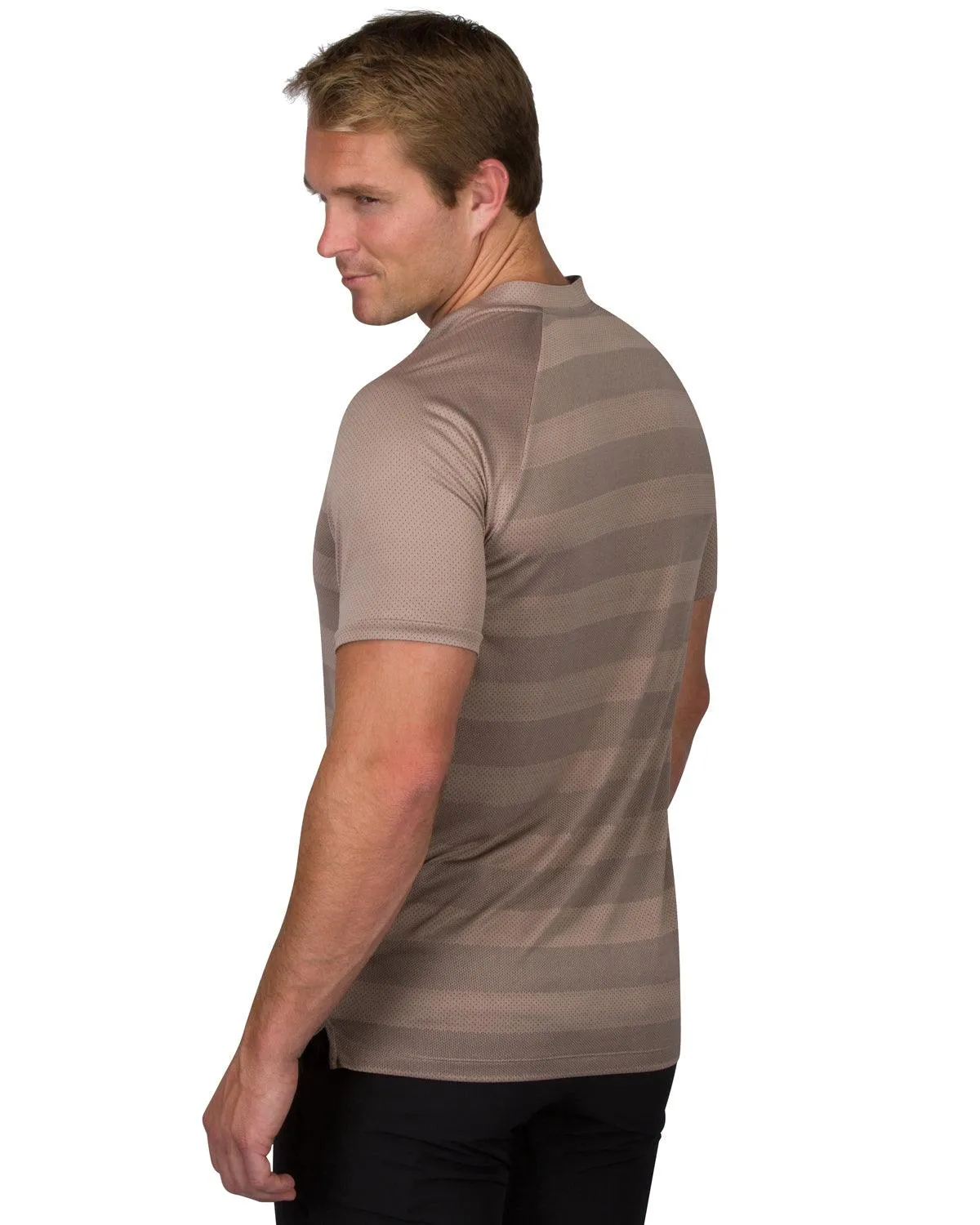 Men's Thick Striped Collarless Golf Polos