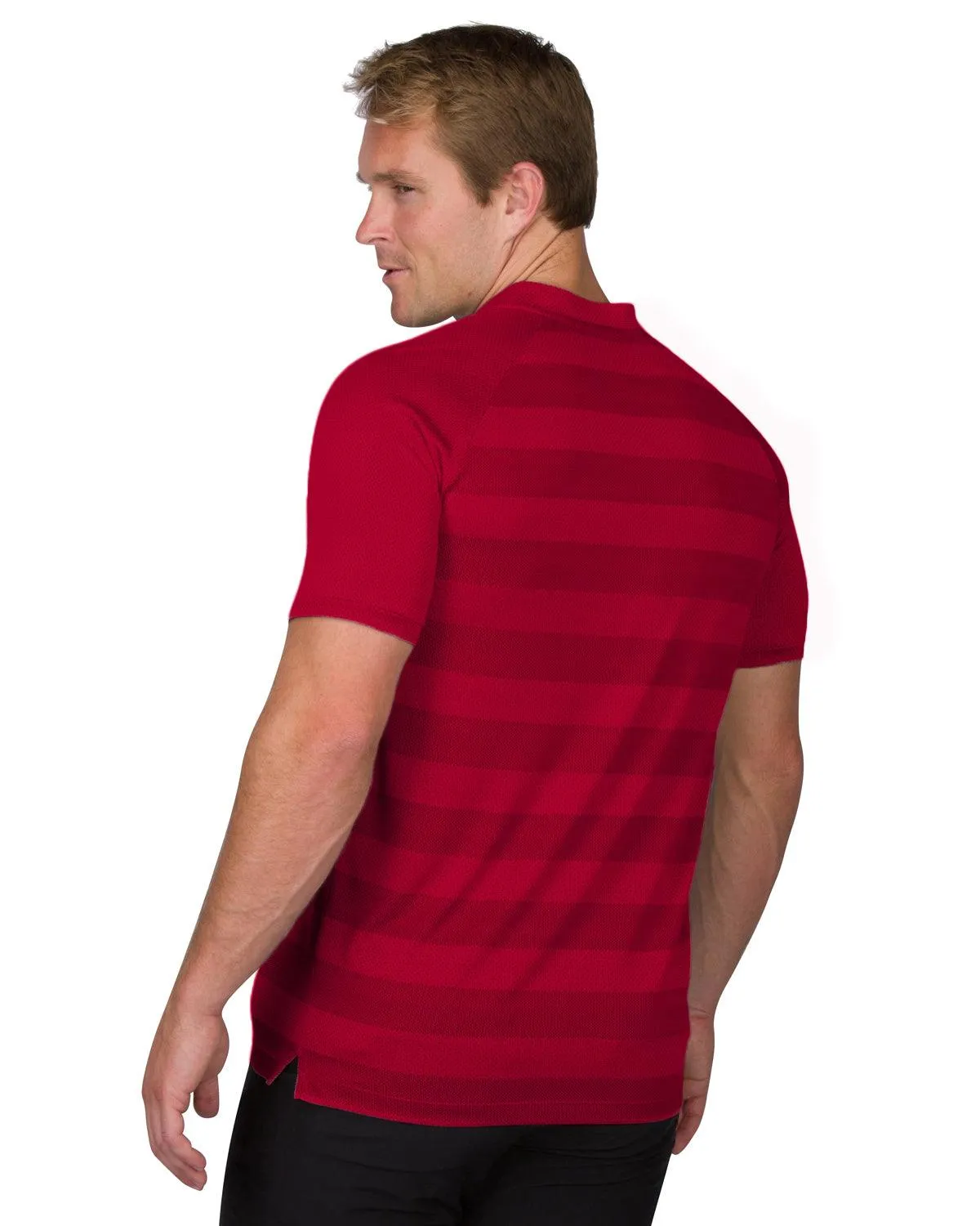 Men's Thick Striped Collarless Golf Polos