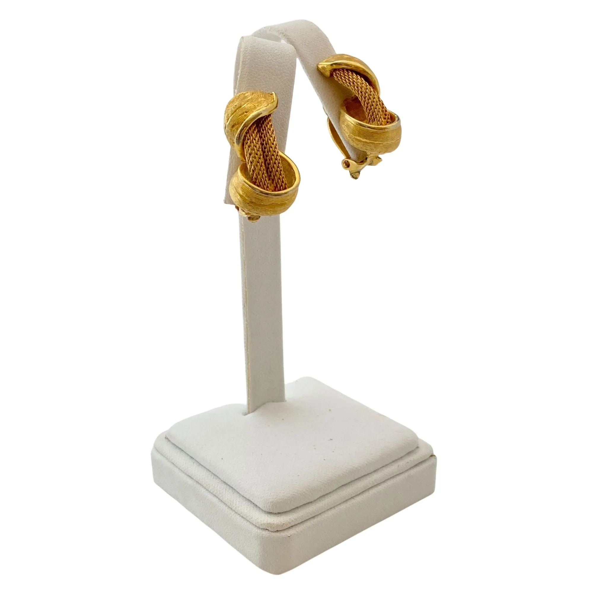Mid Century Modern Gold Leaf Twist Earrings