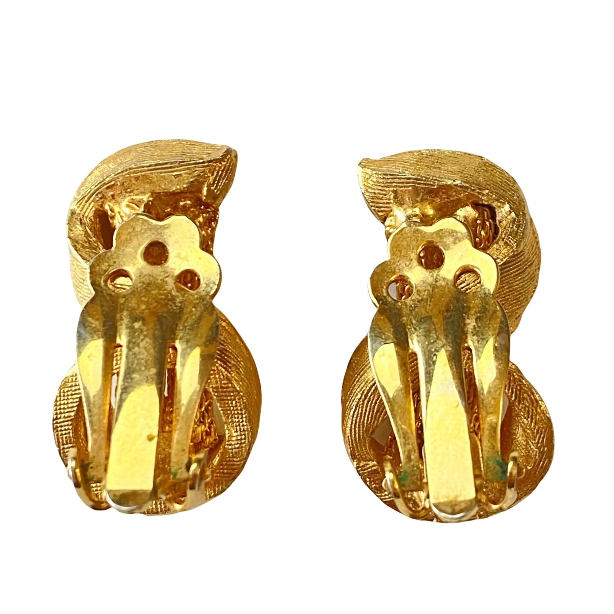 Mid Century Modern Gold Leaf Twist Earrings