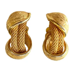 Mid Century Modern Gold Leaf Twist Earrings