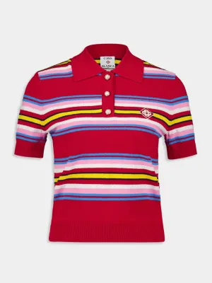 Multicolour Dark Red Striped Polo Shirt
