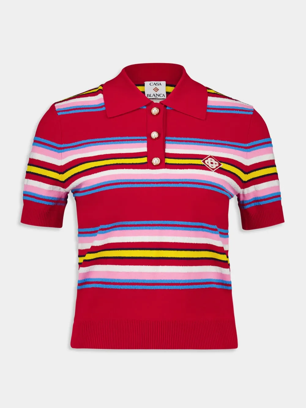 Multicolour Dark Red Striped Polo Shirt