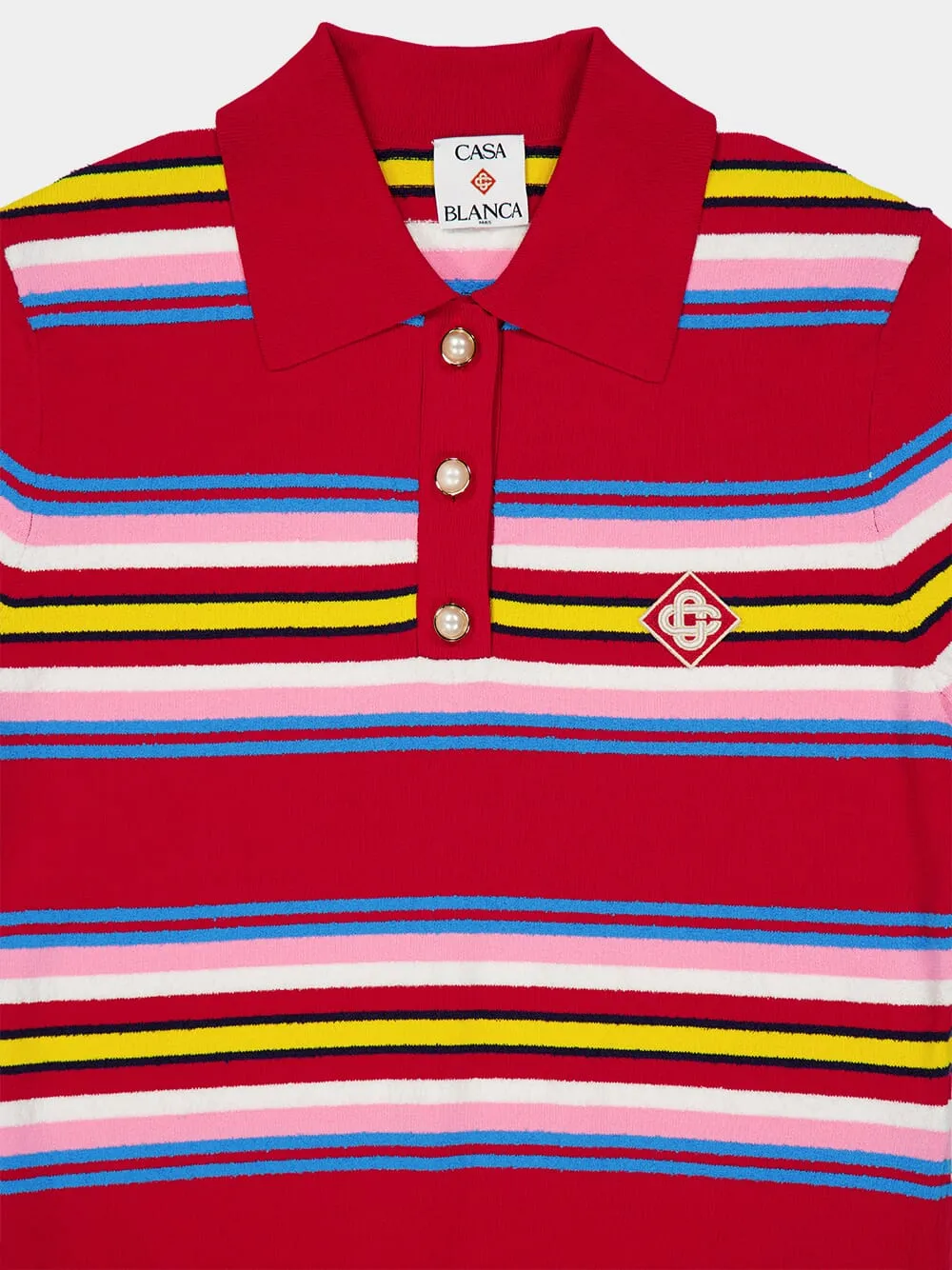 Multicolour Dark Red Striped Polo Shirt