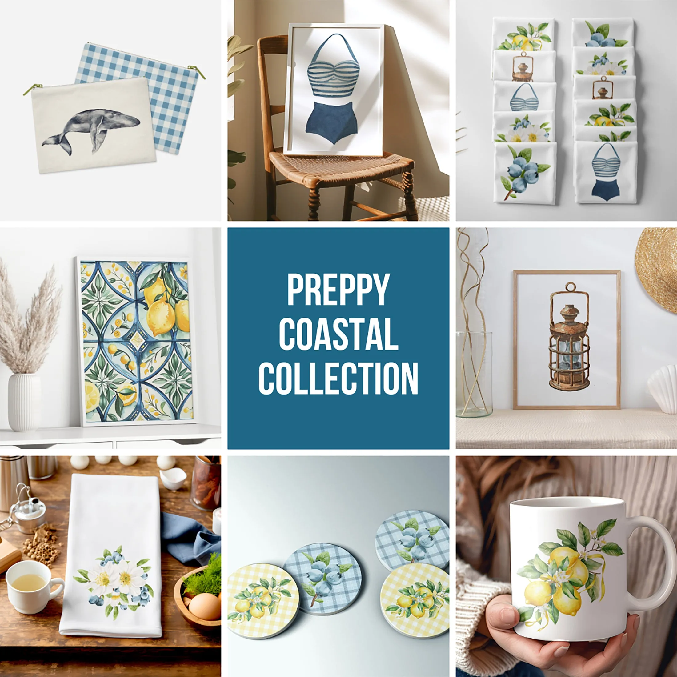 Nautical Print, Retro Halter Swimsuit Artwork, Ideal Decor for Beach Vibes, Gift for Swim Enthusiasts or Nostalgia Lovers | Preppy Coastal Collection