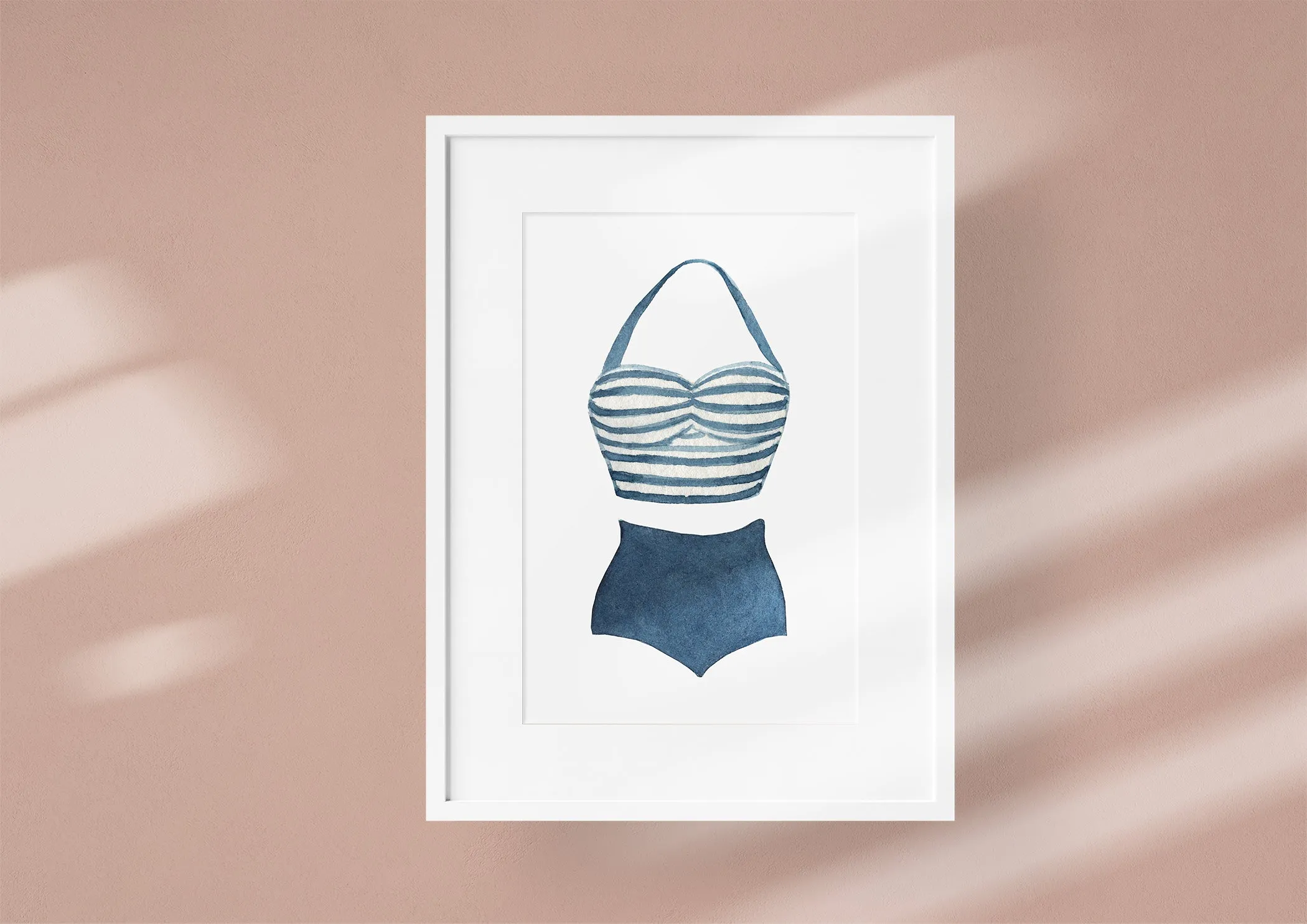 Nautical Print, Retro Halter Swimsuit Artwork, Ideal Decor for Beach Vibes, Gift for Swim Enthusiasts or Nostalgia Lovers | Preppy Coastal Collection