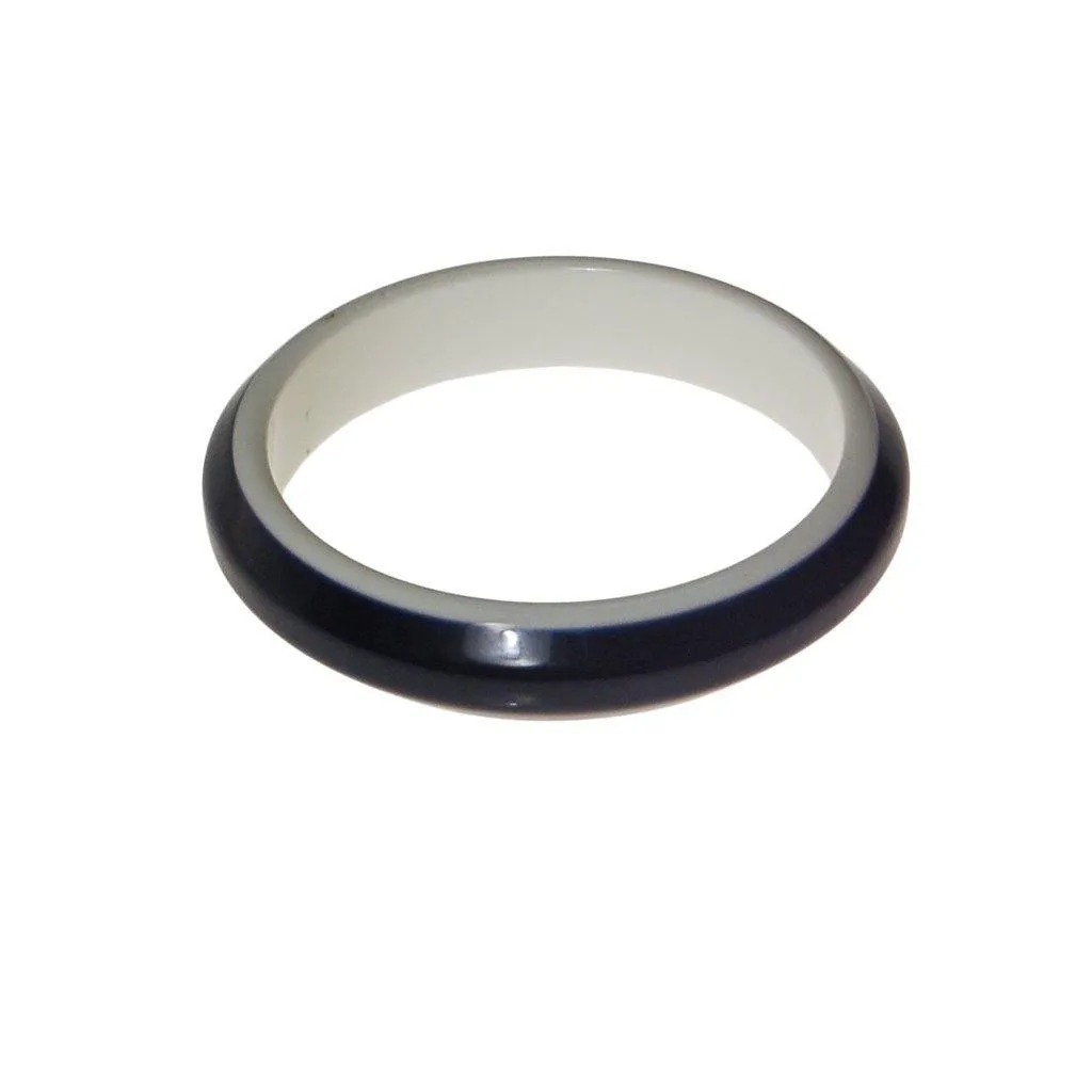 Navy Blue and White Bangle Bracelet