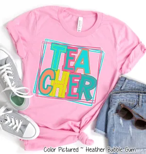 Neon Retro Fun Teacher Tee