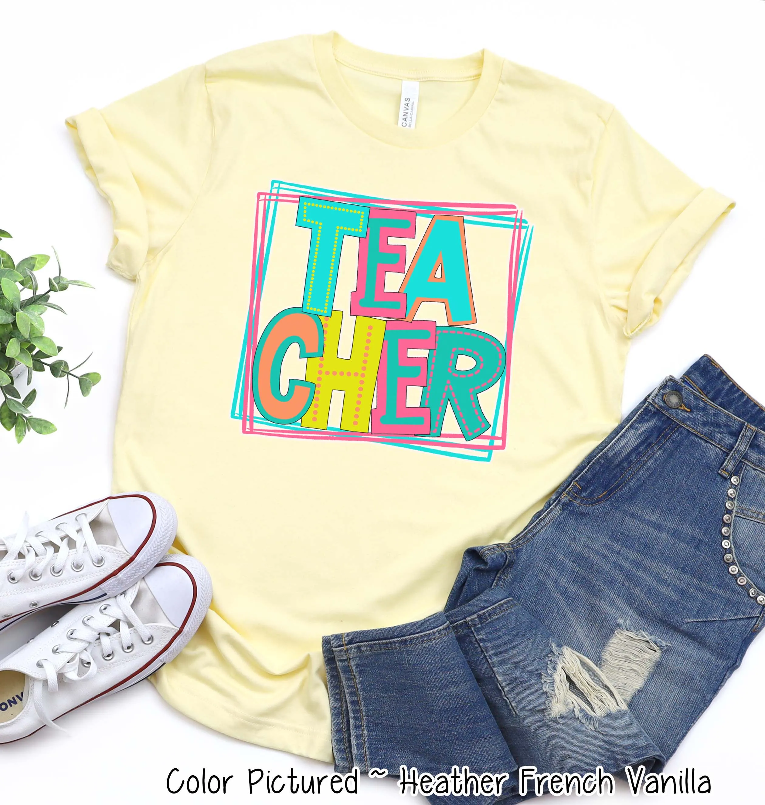 Neon Retro Fun Teacher Tee