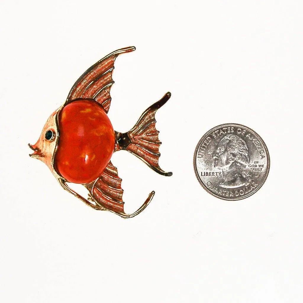 Orange Tropical Fish Brooch