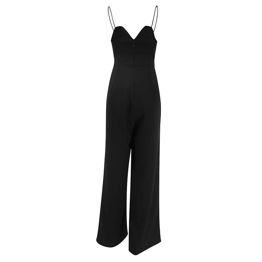 Party Backless Pocket Zipper Wide-leg Jumpsuits