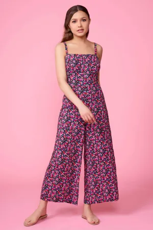 Penny Pink Floral Print Back Tie Jumpsuit by Lush