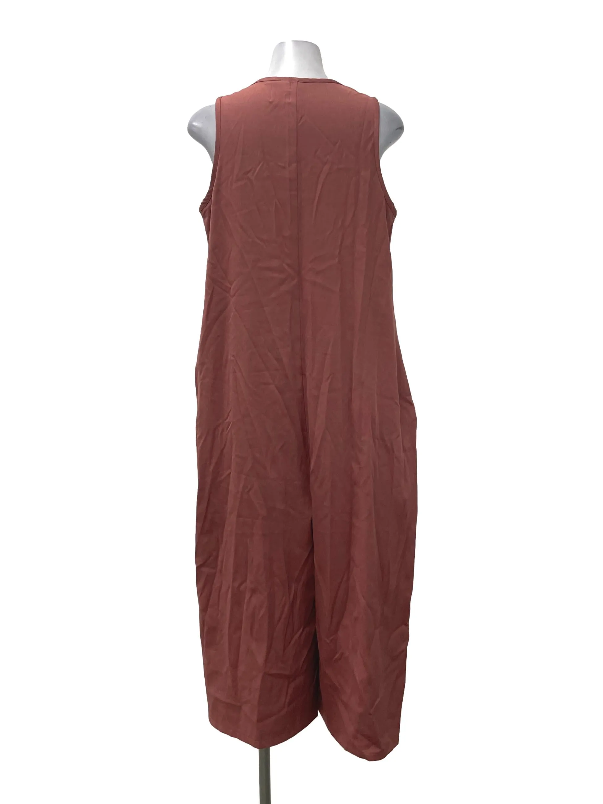 Pink V Neck Button Wide Legged Jumpsuit