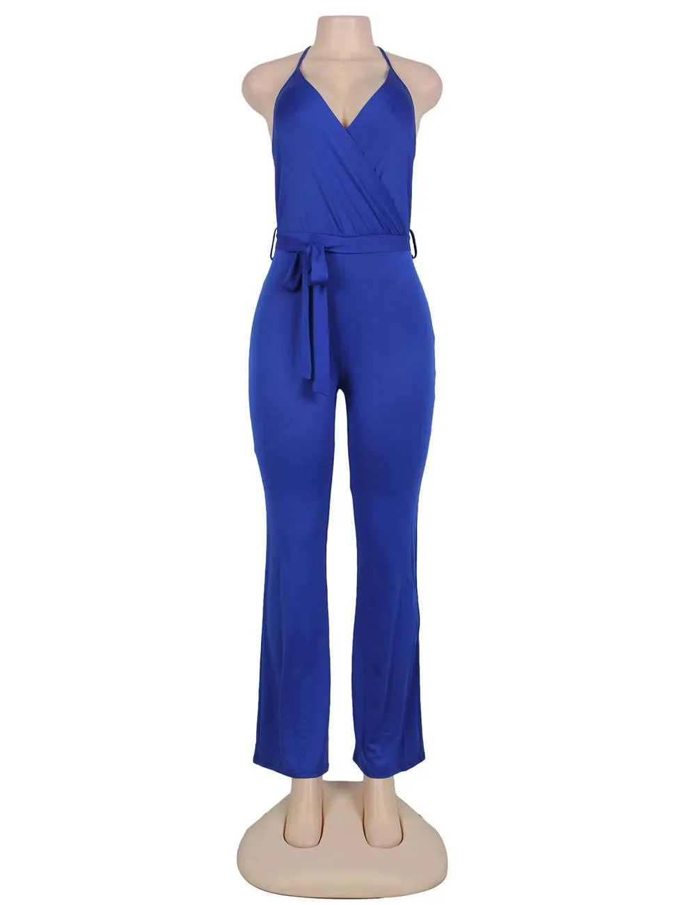 Pink Wide Leg Halter Jumpsuit